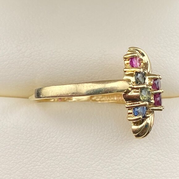 RARE Vtg. XPS Precious Sales Corp. 10K Gold Ring Sz. 8 - 10 Topaz Stone 5 Colors - Picture 4 of 16